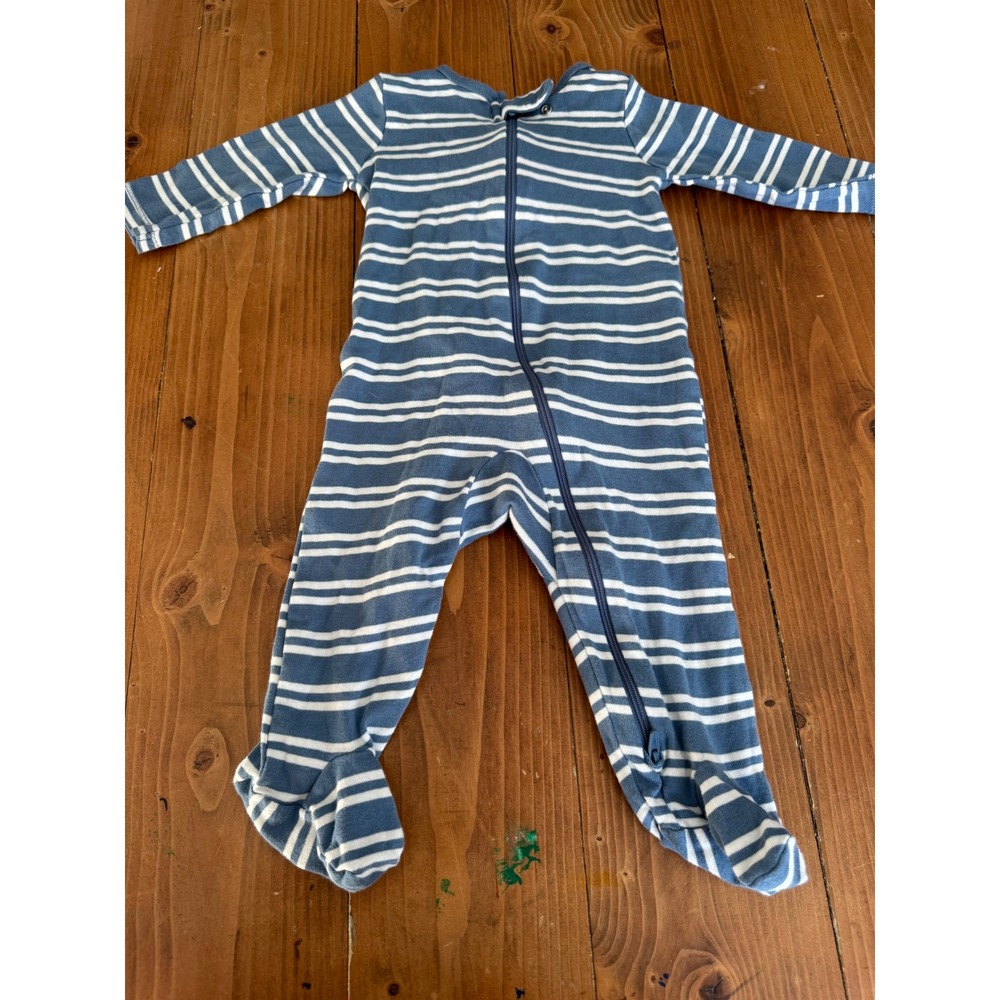 Carters Just One‎ You Blue White Striped Footed Pajamas Sleepers 9m Cotton